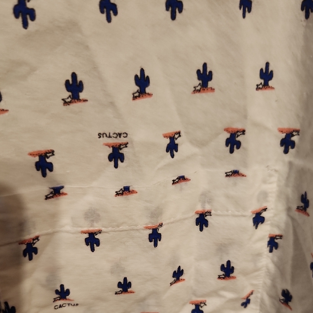Women's White and Blue Patterned Button Down Shirt - Picture 2 of 4